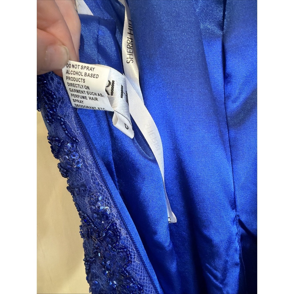 SHERRI HILL  51939 prom dress / ball gown size 0 royal blue with rhinestones - Picture 12 of 14